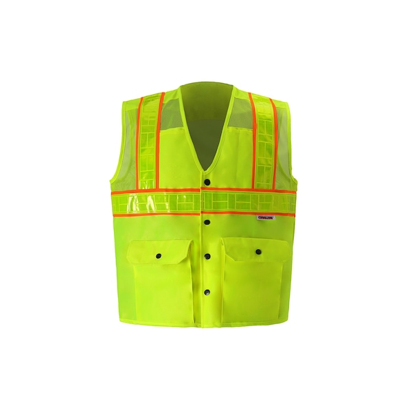 2W International Hi-Vis Safety Vest M Class 2 U Back, , Snap 4 Pockets - 8148YMC-2 M