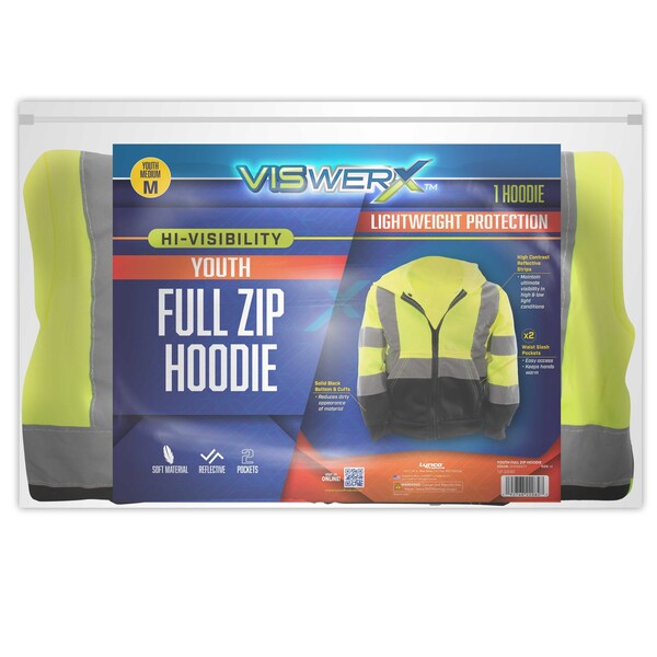 Viswerx Youth Hi-Vis Full Zip Hoodie , Size 3T - 127-22082