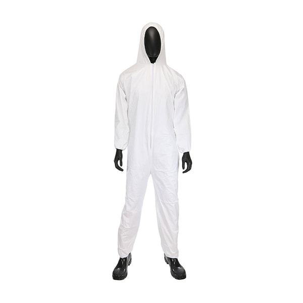 West Chester Protective Gear Disposable Coverall, Hooded, XL, Microporous, Zipper, Elastic Cuff, Elastic Ankle, Serged Seam - 3656/XL
