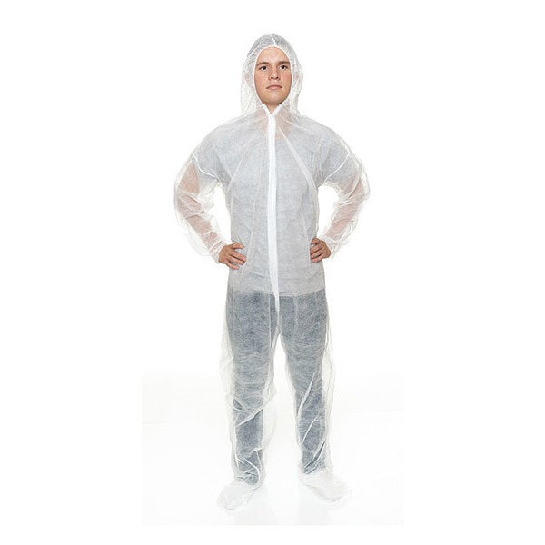 International Enviroguard Coverall w Hood and Boot, XL, White, PK25, White, Size XL - 2019
