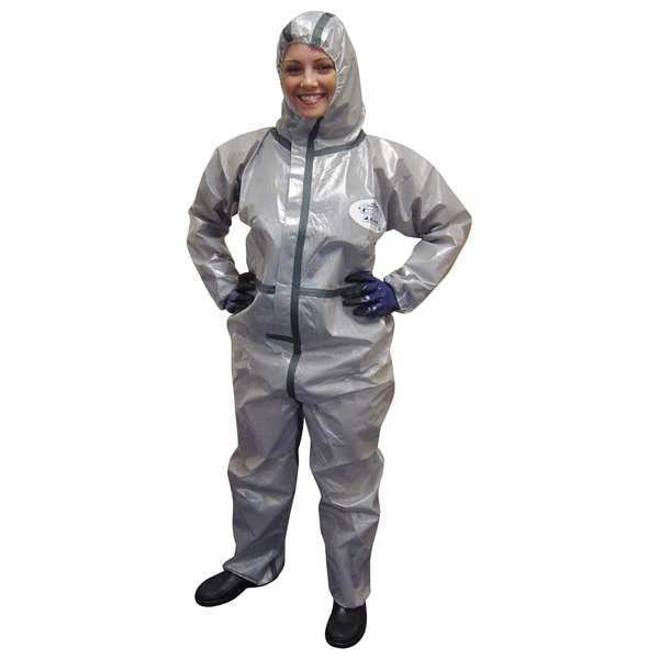 International Enviroguard Disposable Coverall, Hooded, XL, Chemsplash 2(R), Zipper, Elastic Cuff, Open Ankle, Taped Seam - 7215GT-XL