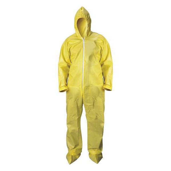 Condor Disposable Coverall, Hooded, M, Chem Basic, Storm Flap, Zipper, Elastic Cuff, Attached Boots Ankle - 30LV09
