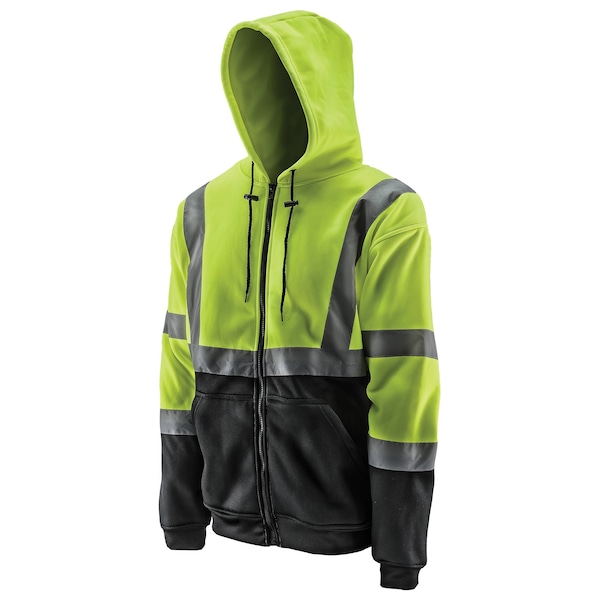 Lift Safety Hi-Vis Hoodie, 100% Polyester Fleece, Class 2 Type R, Yellow/Black, 4XL - AVH-17HVK4L