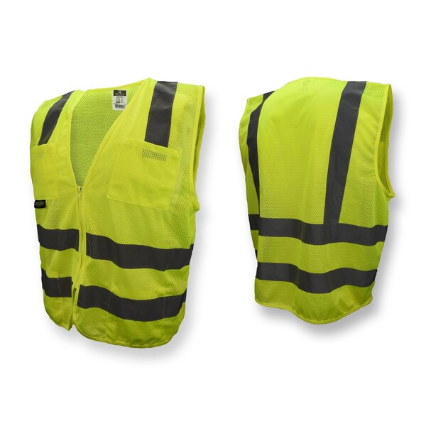 Radians Hi-Vis Safety Vest L Class 2 , Zipper 6 Pockets - SV8GML