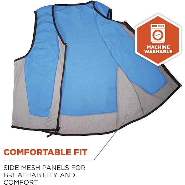Ergodyne Cooling Vest, 4 hr. Time, 2XL Size, Blue - 6667