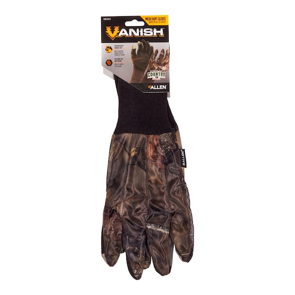 Vanish Camo Mesh Hunting Gloves By Allen, Mossy Oak Beak-Up Country - 25342