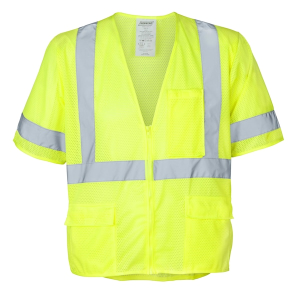 Ironwear Hi-Vis Safety Vest w/Sleeves 4XL Class 3 U Back, , Zipper 5 Pockets - 1294-LZ-4XL