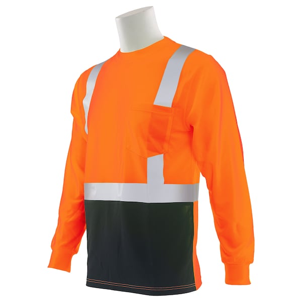 Deltaplus Unisex Hi-Vis Long Sleeve Shirt w/ Black Bottom, 100% Polyester Birdseye Knit Mesh, 2XL - 62543