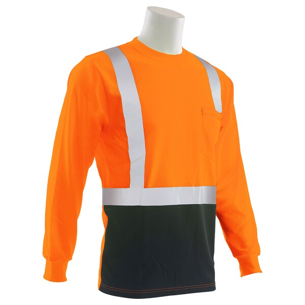 Deltaplus Unisex Hi-Vis Long Sleeve Shirt w/ Black Bottom, 100% Polyester Birdseye Knit Mesh, 2XL - 62543