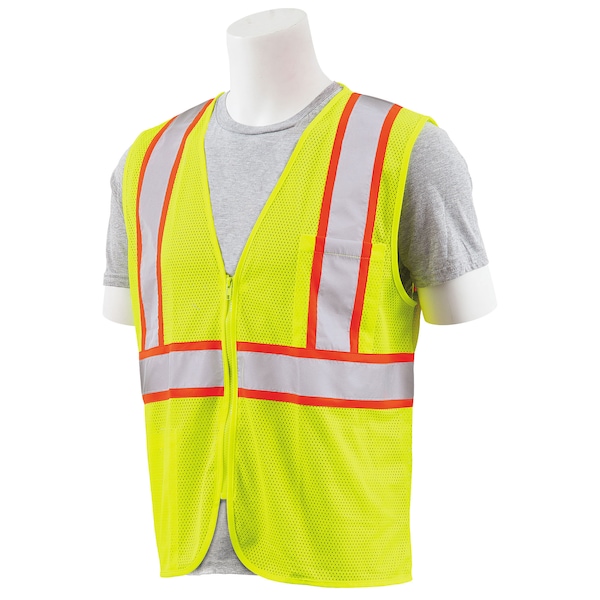 Deltaplus Safety Vest, Flame Retardant Treated, Class 2, S195C, Hi-Viz Lime, MD - 64720