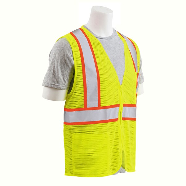 Deltaplus Safety Vest, Flame Retardant Treated, Class 2, S195C, Hi-Viz Lime, MD - 64720