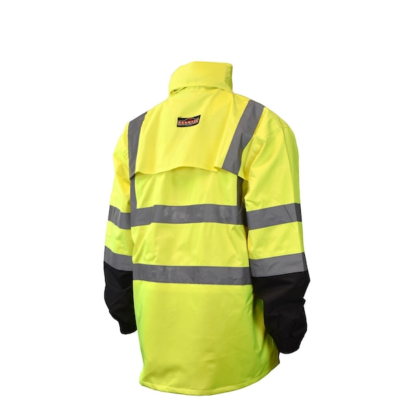 Radians Hi-Vis Rain Jacket, Oxford, Class Type R Class 3 Hi-Vis Green, L - RW30-3Z1Y-L