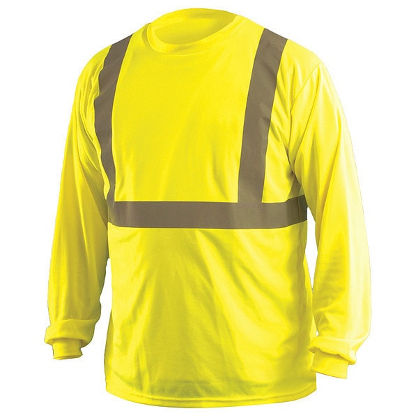 Occunomix Unisex Long Sleeve T-Shirt, Polyester, Pullover Closure, Yellow - LUX-LSET2B-YXL