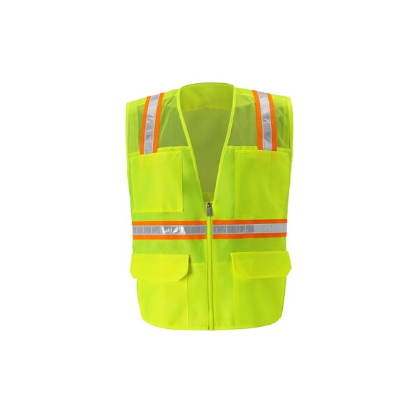 2W International Hi-Vis Safety Vest 2XL H Back, , Zipper 6 Pockets - 8048-M 2XL