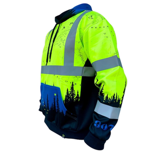 Safetyshirtz SS360 Alaska Class 3 Hoodie, Safety Green, XL - 66111303XL