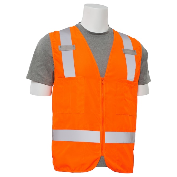 Deltaplus Safety Vest, Zipper, Hi-Viz, Orange, L - 61209