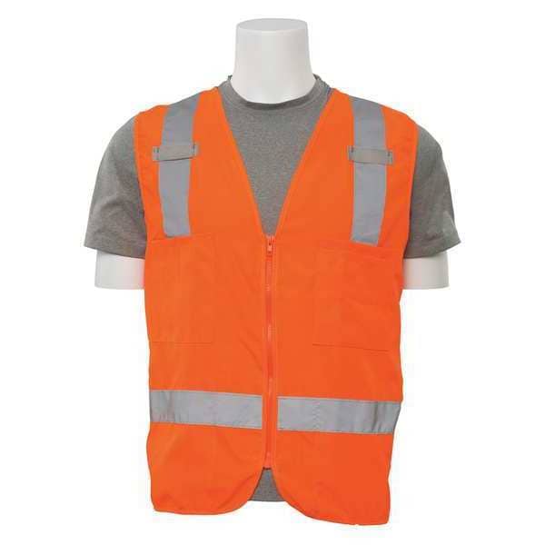 Deltaplus Safety Vest, Zipper, Hi-Viz, Orange, L - 61209