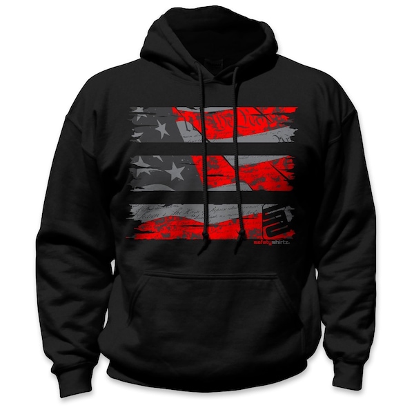 Safetyshirtz Stealth Old Glory Reflective High Visibility Hoodie, Black, 2XL - 61060503XXL