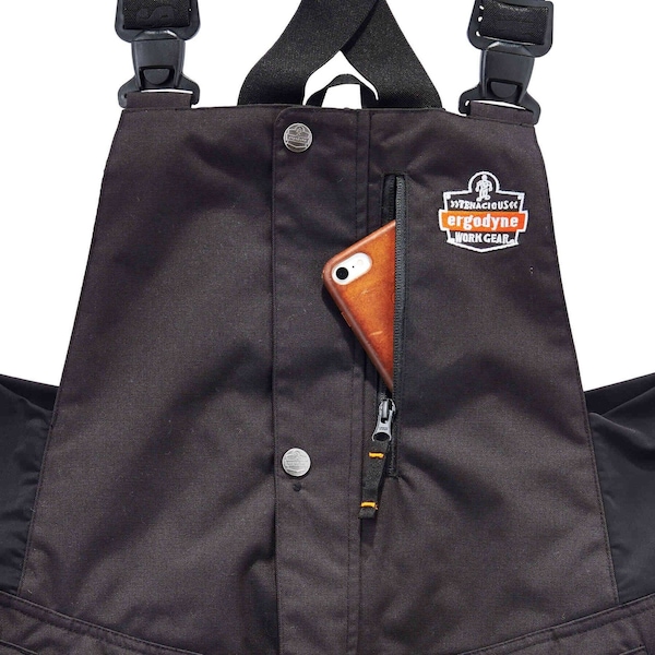 N-Ferno Thermal Bib Overalls, Black, 2XL, Nylon, 47" Waist, Black, 2XL - 6471
