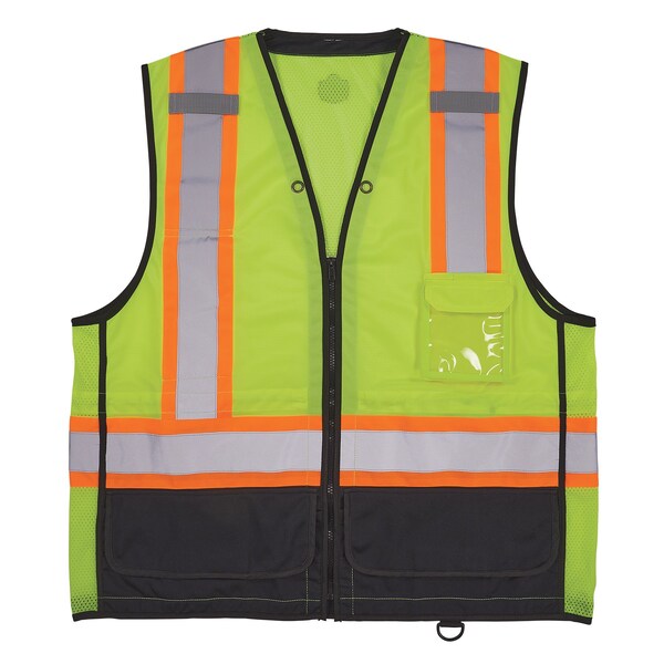Ergodyne Two-Tone/Black Bottom Safety Vest 2XL, 3XL Class 2 U Back, , Zipper 2 Mic Tab, ID Window - 8251HDZBK