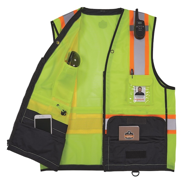 Ergodyne Two-Tone/Black Bottom Safety Vest 2XL, 3XL Class 2 U Back, , Zipper 2 Mic Tab, ID Window - 8251HDZBK