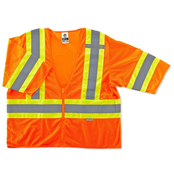 Ergodyne Two-Tone Safety Vest w/Sleeves L Class 3 U Back, , Zipper 1 Pockets, 1 Mic Tab - 8330Z