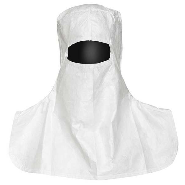 Dupont Hood. Bound Opening for Eyes. Bound Bottom. Snaps for Fit. White MD - IC666BWHMD0100CS