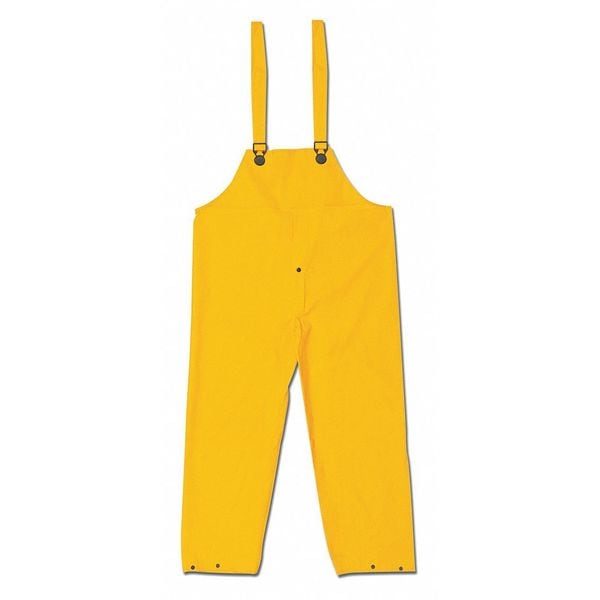 Mcr Safety Classic .35Mm Pvc Poly Bib Overall W, M, PVC/Polyester, 27-1/2" Inseam, 46" Waist, Yellow, M - 200BPM