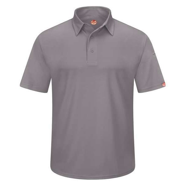 Red Kap Men's Short Sleeve Polo, Polyester, Button Closure, 2 Pocket(s), 3XL - SK90GY SS 3XL