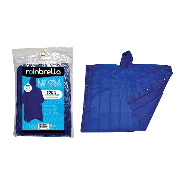 Rainbella Rainbrella Blue PVC Rain Poncho One Size Fits All - 48150