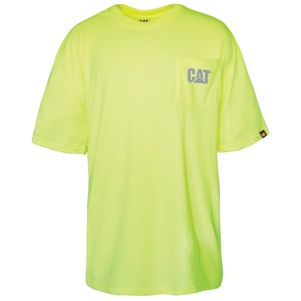 Cat Workwear Hi-Vis Trademark Pocket Tee, 2XL, Hi-Vis - 1510499-407