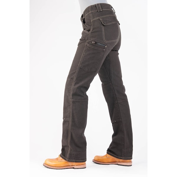 Dovetail Workwear Women's Day Construct Utility Pant, 2, Dark Brown Canvas, 99% cotton, 1% spandex - DWF18P3C-208-2X34