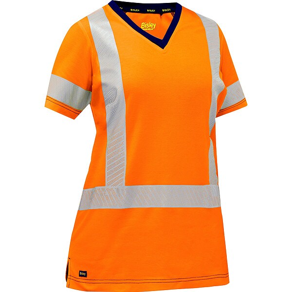 Bisley High-Visibility Shirt, Women's, V-Neck - 313W1118H-O/XL
