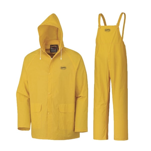 Pioneer PVC Rainsuit, Yellow, 5XL, Polyester|PVC, 0.35 mm Thick, Detachable, Yellow, 5XL - V3010460U-5XL