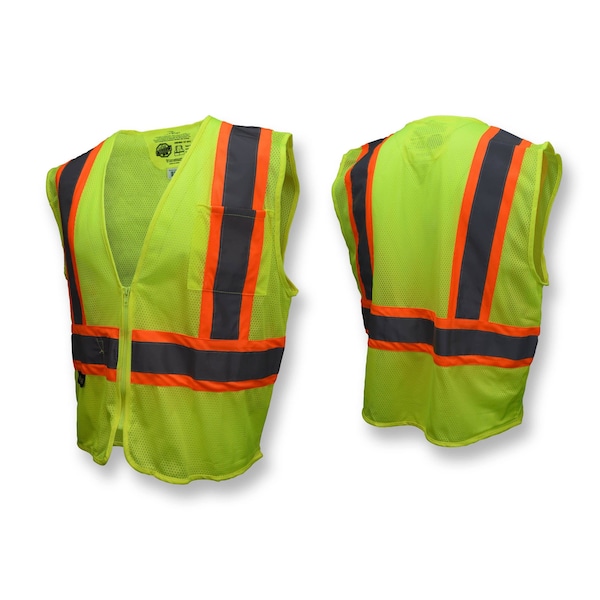 Radians Hi-Vis Self Extinguishing Vest with Two-Tone Trim 2XL Class 2 , Zipper Closure - SV225-2ZGM-2X