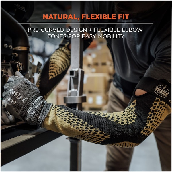 Ergodyne 18 in Yellow CR Protective Arm Sleeves - A5 Heat Resistant - 7951-PR18