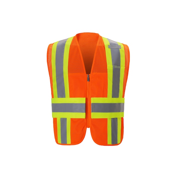 2W International Orange Contrast DOT Style Vest, Large/X-Large, Orange, Class 2 - DS325C-2 L/XL