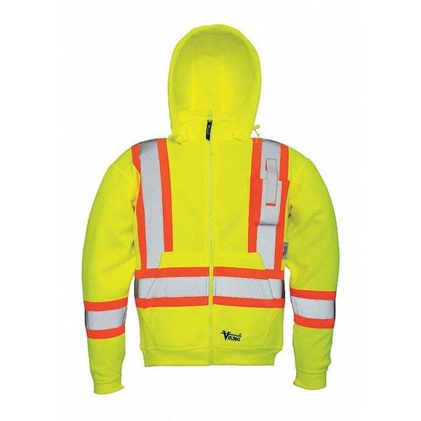 Viking Safety Fleece Hoodie, Green, M - 6420JG-M