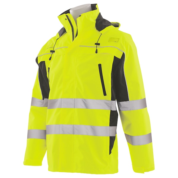 Deltaplus Jacket, Ripstop, Removable Vest, Class 3, W570R, Hi-Viz Lime, 3XL - 62534
