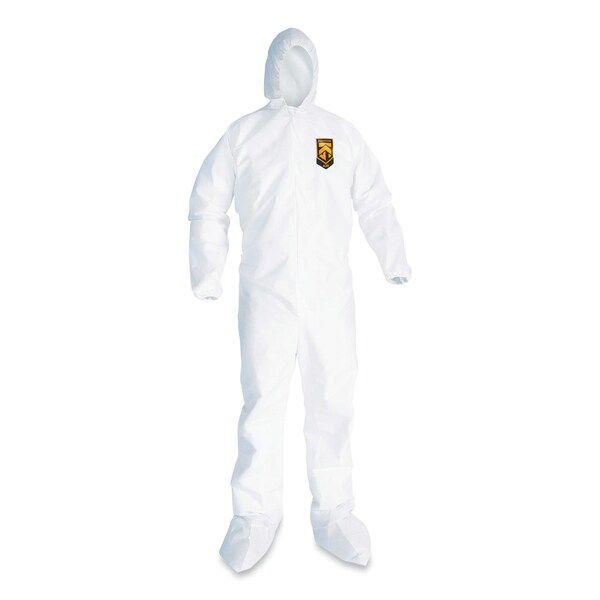 Kleenguard A20 Breathable Particle Protection Coveralls, Elastic Back, Hood and Boots, 4X-Large, White, 20PK - KCC49127