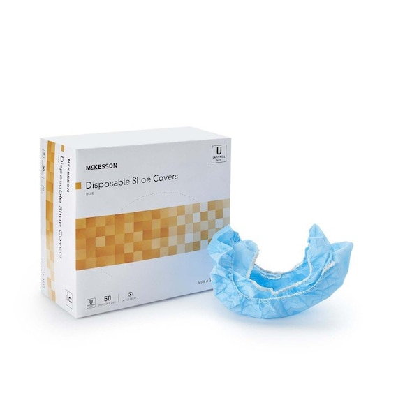 Mckesson Shoe Cover, One Size Fits Most, High, Non-Skid Sole, Blue, Non-Sterile, 50 Pairs - 16-3510