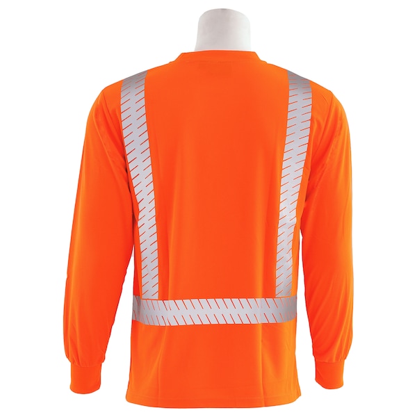 Deltaplus Hi-Vis Long Sleeve Shirt w/Reflective Trim, 100% Polyester, Hi Viz Orange & Black, 4XL - 62467