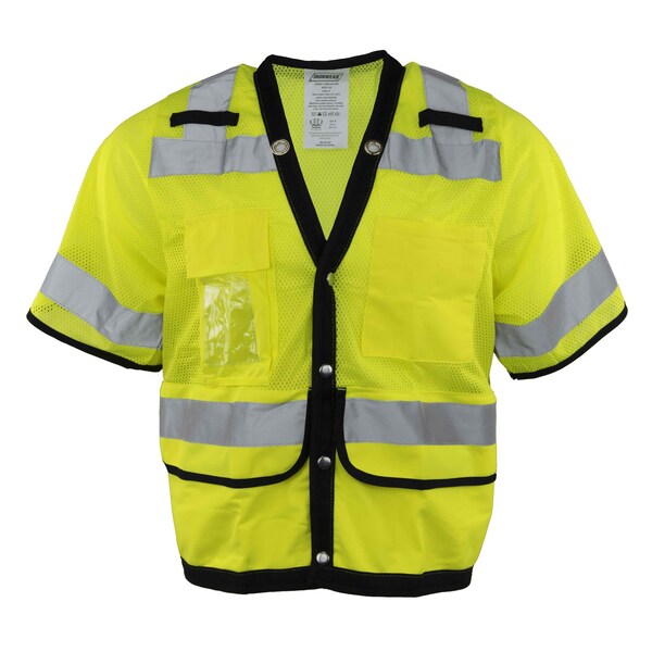 Ironwear Hi-Vis Safety Vest w/Sleeves M Class 3 , Snap 8 Pockets, ID Window - 1280-LS-RD-CID-MD