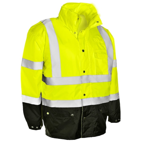Kishigo L-XL, Lime, Class 3, Storm Cover Rainwear Jacket - RWJ102-L-XL
