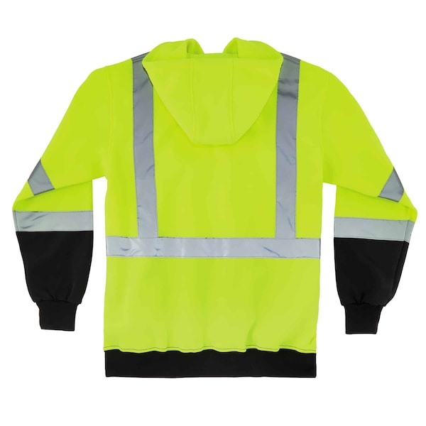 Ergodyne Hi-Vis Sweatshirt, Oxford Polyester, Class 3 Type R, Lime w/Black Bottom, M - 8373