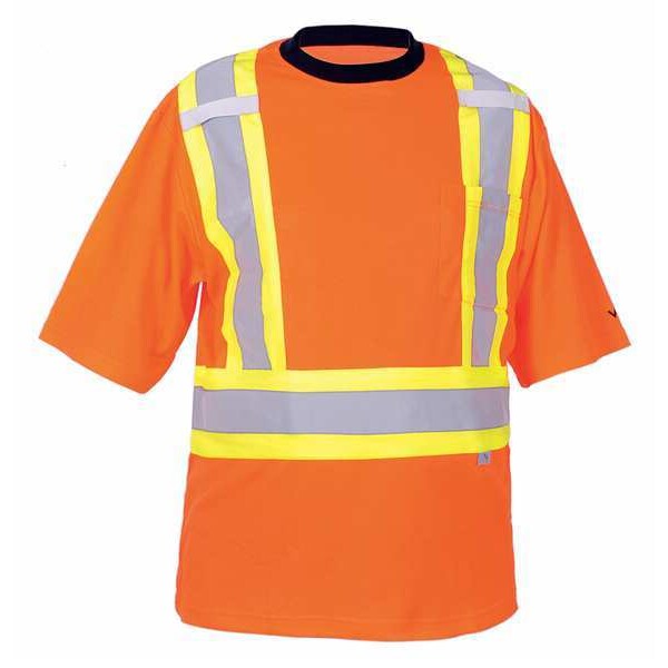 Viking Unisex High Visibility Short Sleeve Shirt, Polyester/Cotton, Pullover Closure, M - 6000O-M
