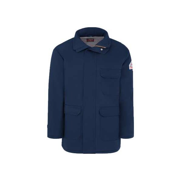 Bulwark FR Jacket, 34 cal/sq cm, XL, 7 oz Excel FR(TM) ComforTouch(R), Snaps, Zipper Closure - JLP8NV LN XL