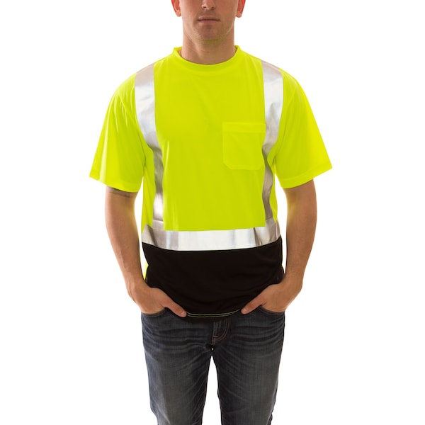 Tingley Job Sight Class 2 Black Front T-Shirt, Birds Eye Polyester, L - S75122
