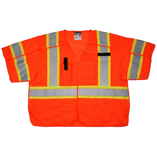 Mcr Safety Garments, Class 3, Surveyor, FL Orange, Silv/Lime XL - SURVCL3OXL