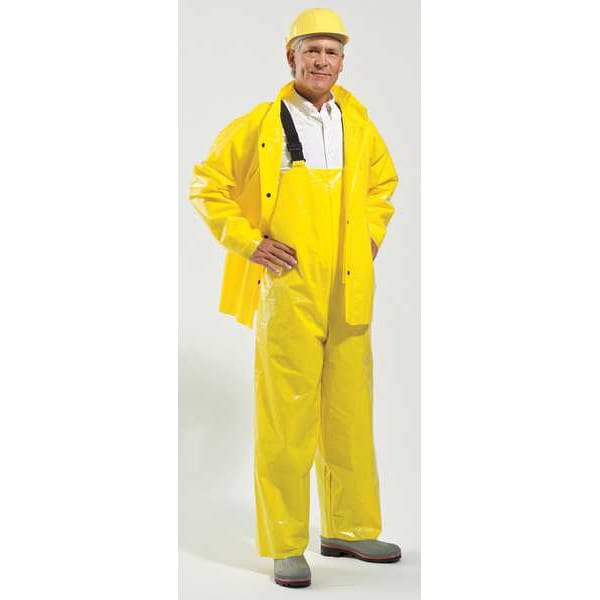 Polyco Rain Bib Overall, VR (Polyolefin), 31 in Inseam, 34 in to 36 in Waist, 8 mil Thickness, Yellow, L - 53524